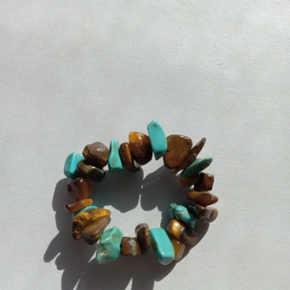 5/$25 Turquoise and Tigers eye stone ring boho bohemian bohochic western sz 8
